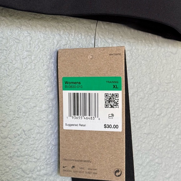 Nike Black Sports Bra with White Logo - Picture 2 of 6